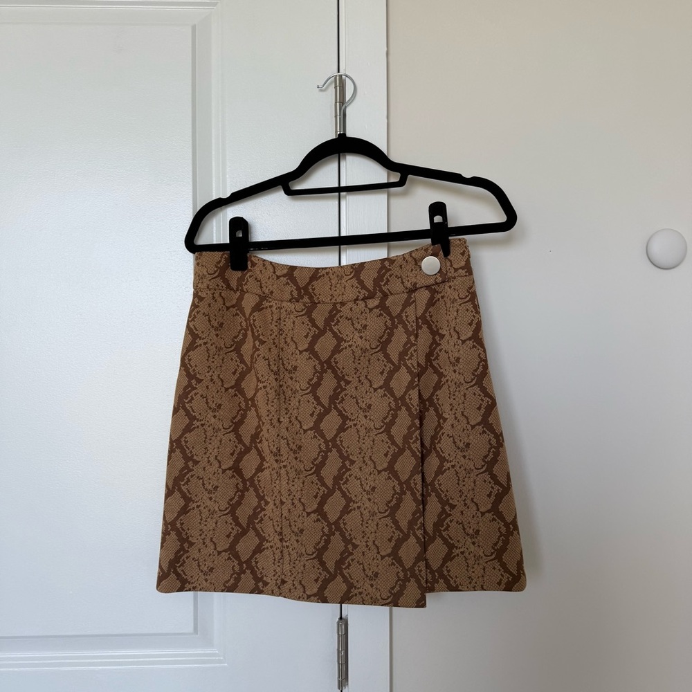 LUCY PARIS Brown Snake Print Mini Skirt